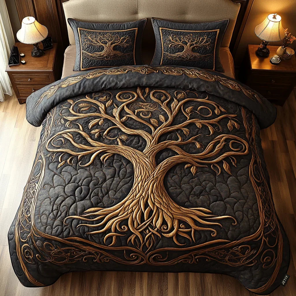 Juego de sábanas acolchadas de 3 piezas - Árbol de la Vida