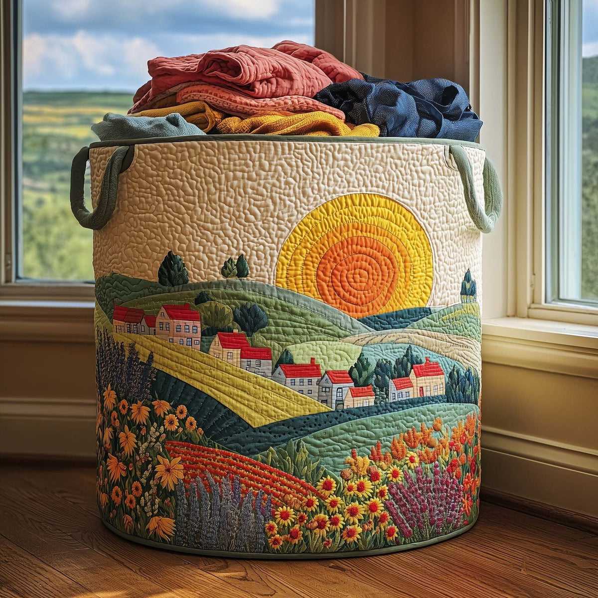 Cesta de Ropa del Pueblo Golden Sunset