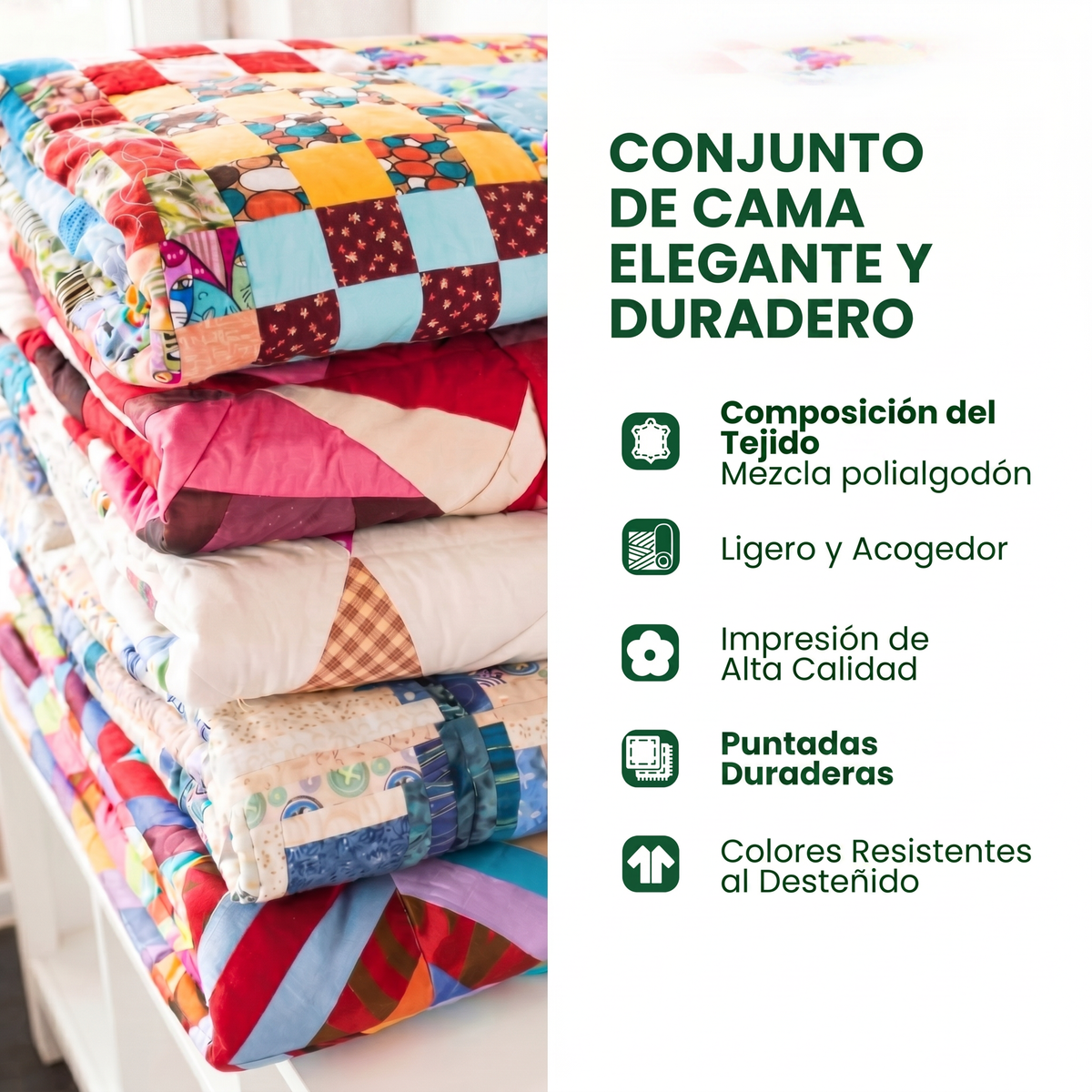 Conjunto de ropa de cama acolchada de 3 piezas - Ronroneos y Manchas